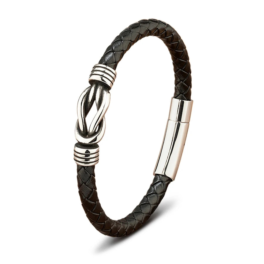 XQNI Fashion Men's Leather Bracelet Stainless Steel Irregular Accessories Commemorative Gifts for Charm Bangles Punk Jewelry