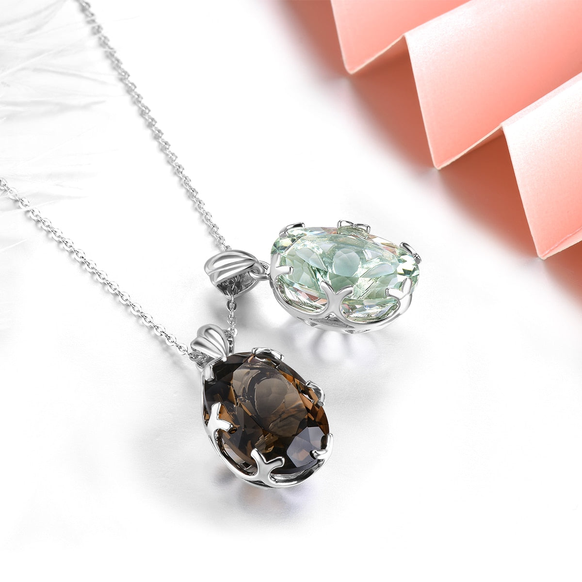 Natural Smoky Quarts Sterling Silver Pendants 11 Carats Genuine Brown Crystal Women Classic Fine Jewelry S925 Top Quality