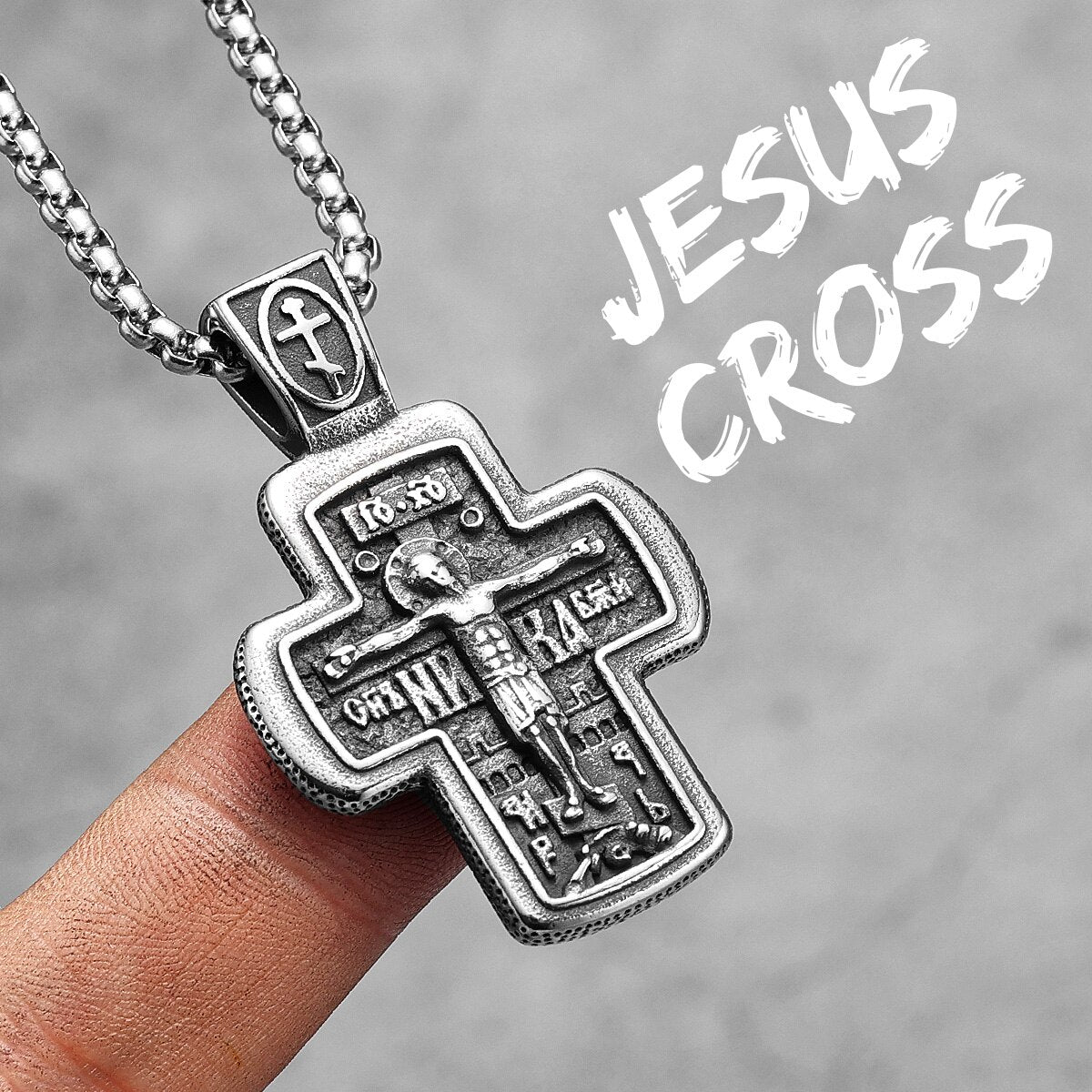 Religion Jesus Cross Stainless Steel Men Women Necklaces Pendants Chain Punk Gothic Trendy Jewelry Creativity Gift N657-Jesus Cross