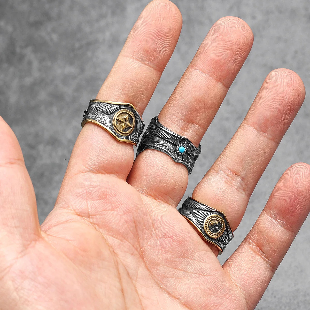 Starry Ring 316L Stainless Steel Star Men Ring Punk Rock Rap for Biker Male Boyfriend Mariner Jewelry Creative Gift Dropshipping