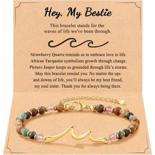 Meaningful Gifts Wave Bracelet,The Waves of Life We've been Through,Meaningful Graduation Gifts for Friends,Daughters,Classmates