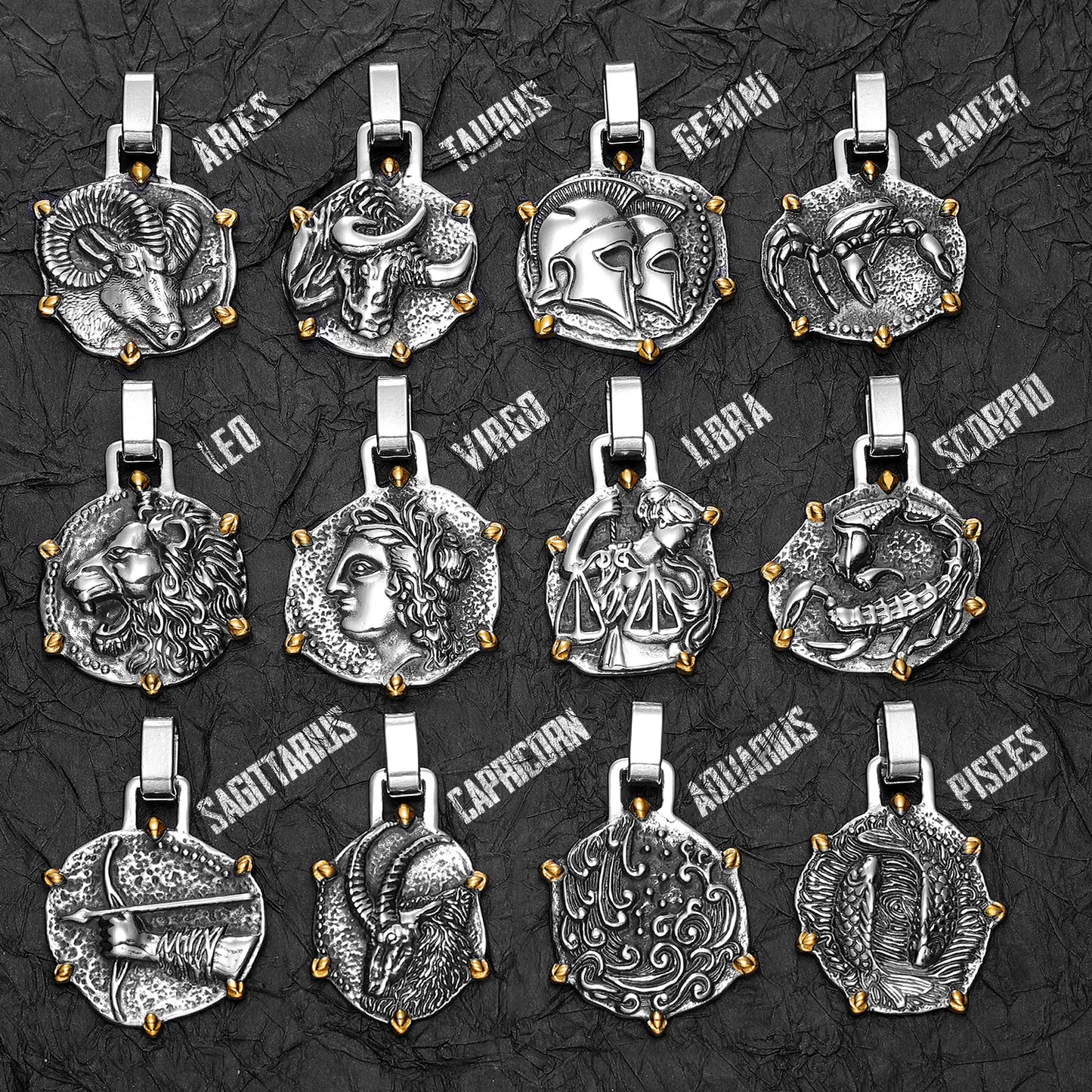 Twelve Constellations Stainless Steel Man Necklaces Pendant Chain Couple Gifts Women Fashion Jewelry Gifts Wholesale Dropshiping