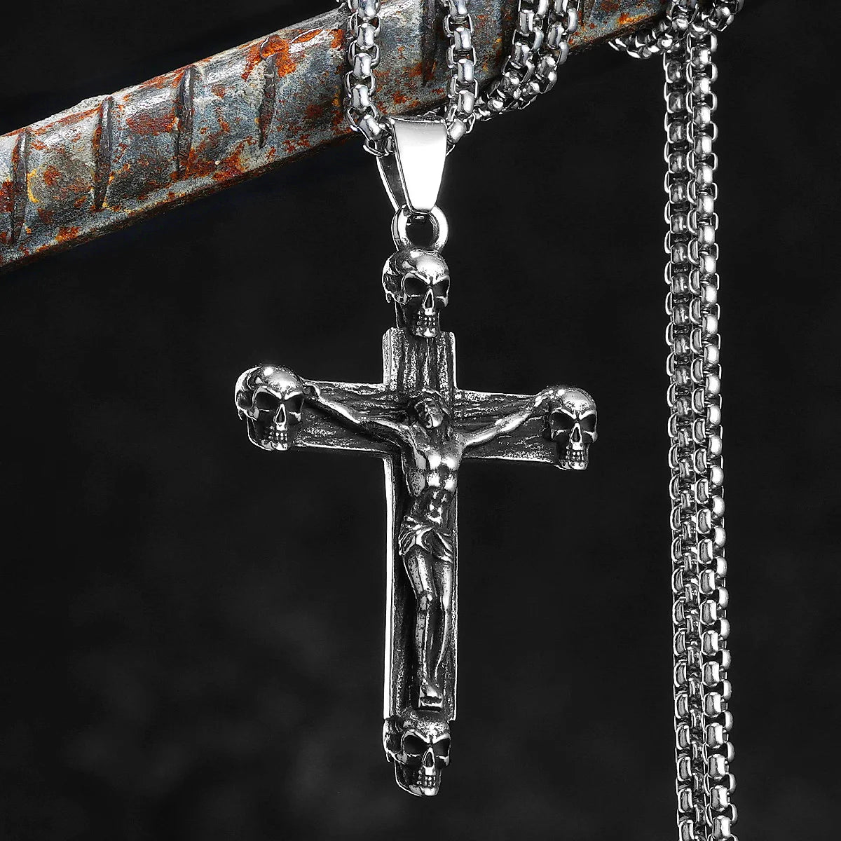 Retro Jesus Skull Cross Amulets Stainless Steel Men Necklaces Pendant Chain Punk For Women Fashion Jewelry Gifts Wholesale