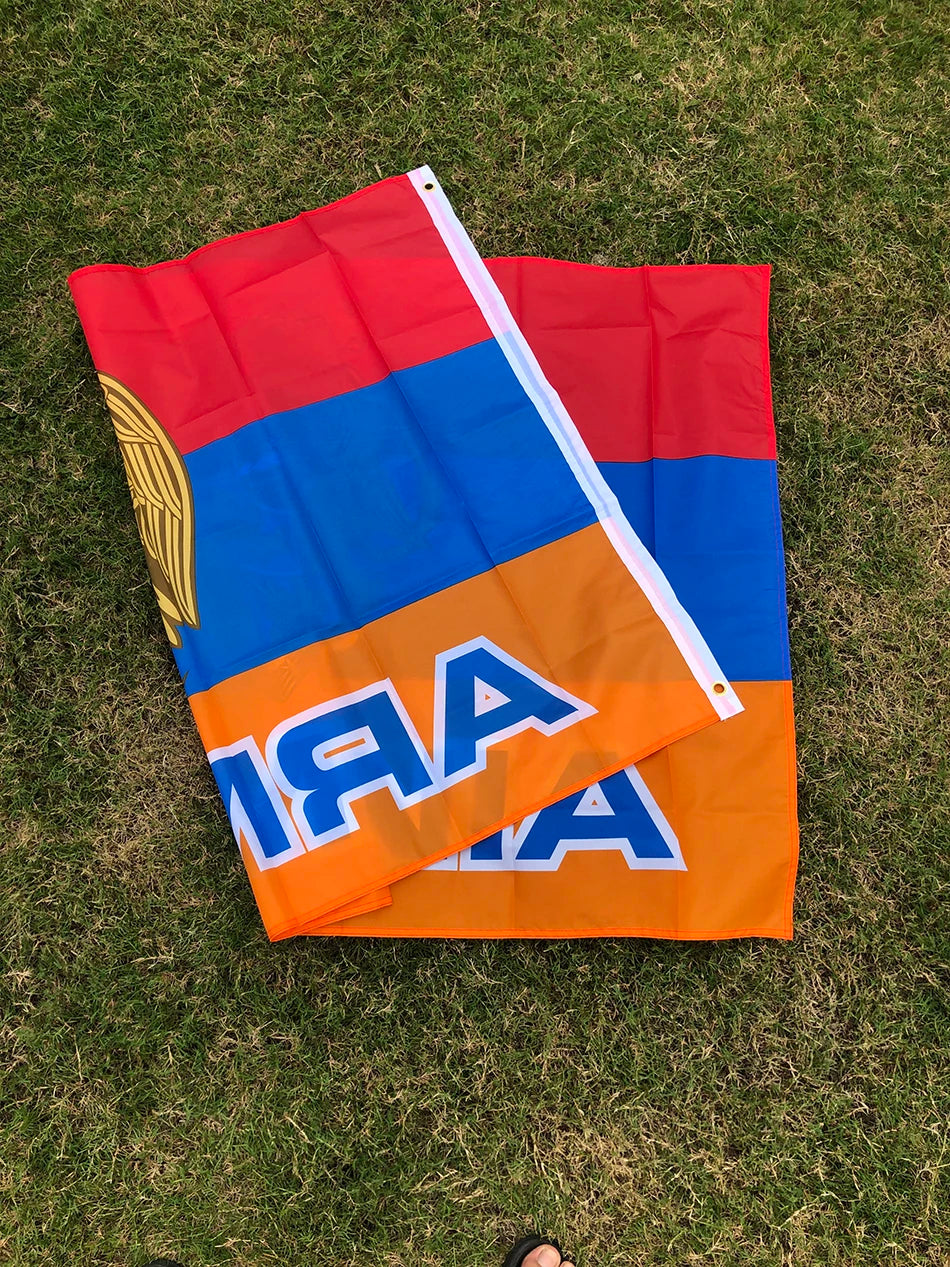 SKY FLAG Armenia National Emblem flag 90*150CM polyester hanging Armenia National Emblem flag / Armenian Flag for decorate