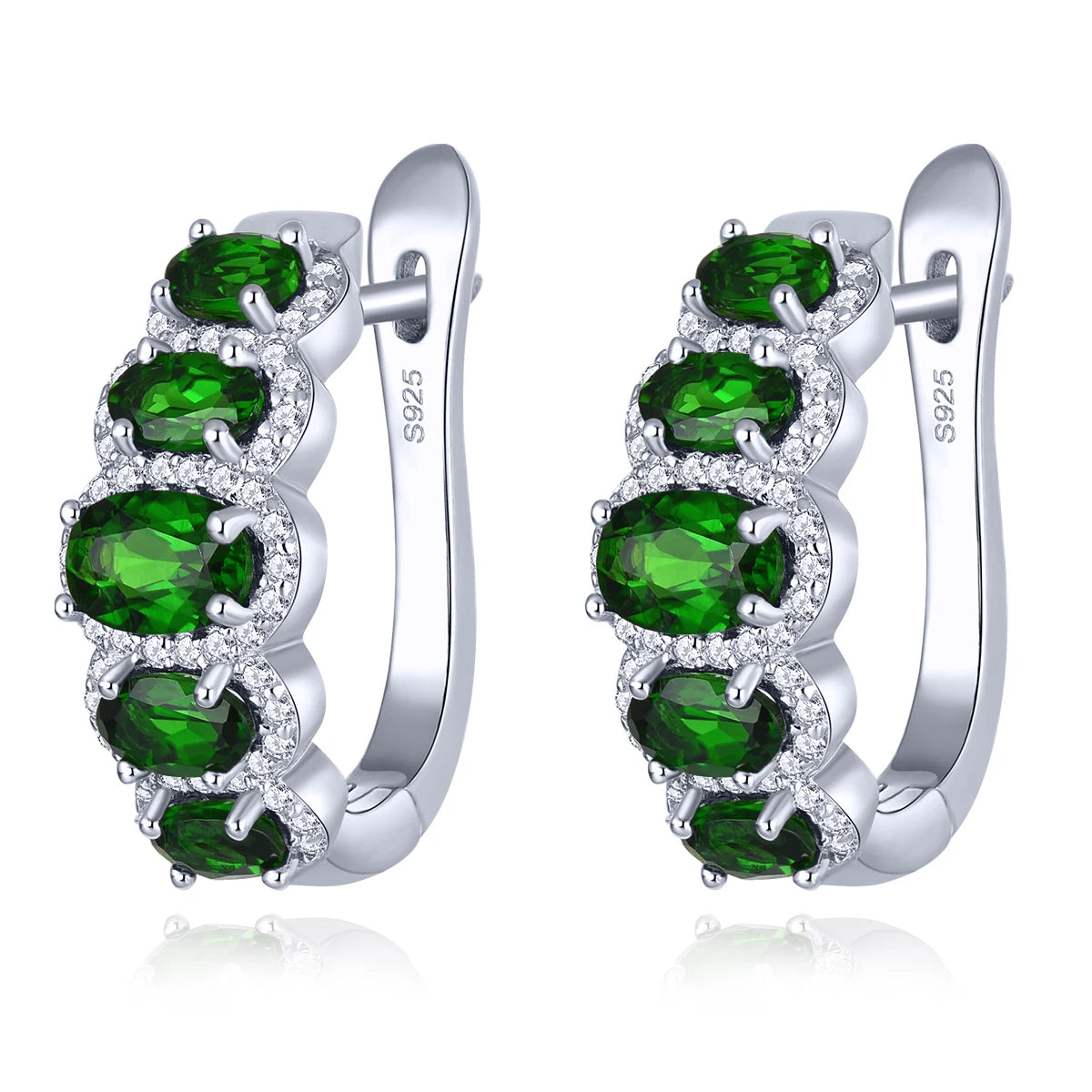 Natural Aquamarine Solid Sterling Silver Clip Earring 2.3 Carats Genuine Aquamarine S925 Earrings Classic Fine Jewelrys Diopside