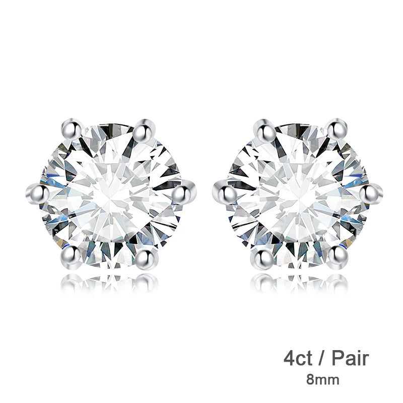 JewelryPalace Moissanite D Color Total 0.6ct 1ct 2ct 3ct 4ct 6ct S925 Sterling Silver Stud Earrings for Woman 4ct per Pair CHINA