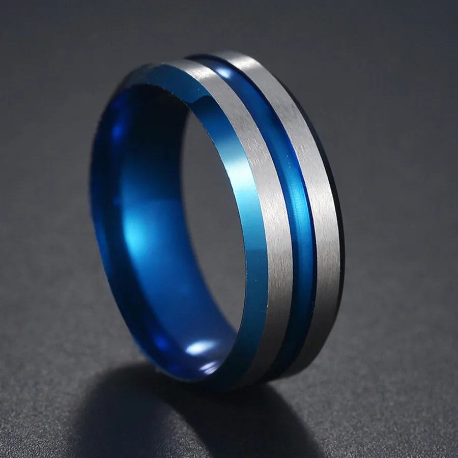Fashion New 8mm Simple Men Ring Smooth Stainless Steel Blue Charms Rings Women's Couple Jewelry Gift Dropshipping