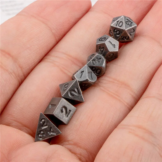 KERWELLSI DND MiNi Dice Set D&D, Polyhedral Metal Dungeon and Dragon Role Playing Game Dice, Handmade Dice D20 D12 D10 D8 D6 D4