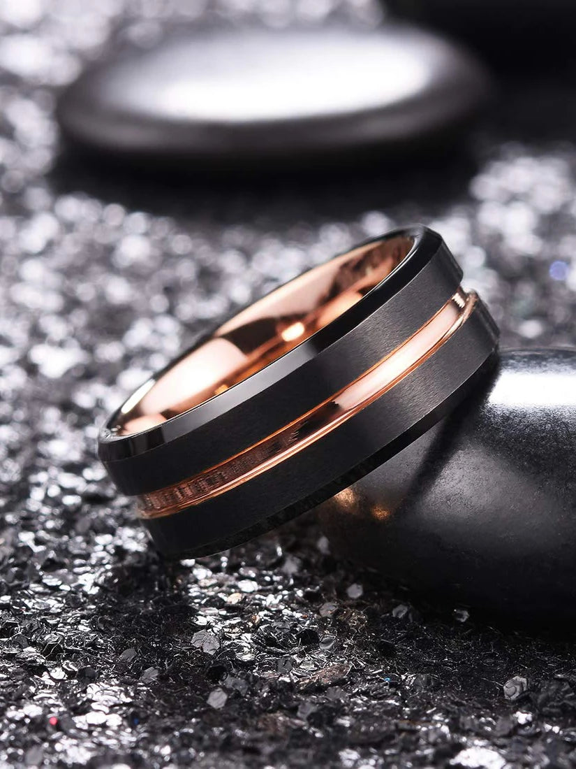 Modern 8mm Black Titanium steel Rings for Men Women Groove Multi-Faceted Stainless Steel Men Ring Wedding Band Jewelry Wholesale
