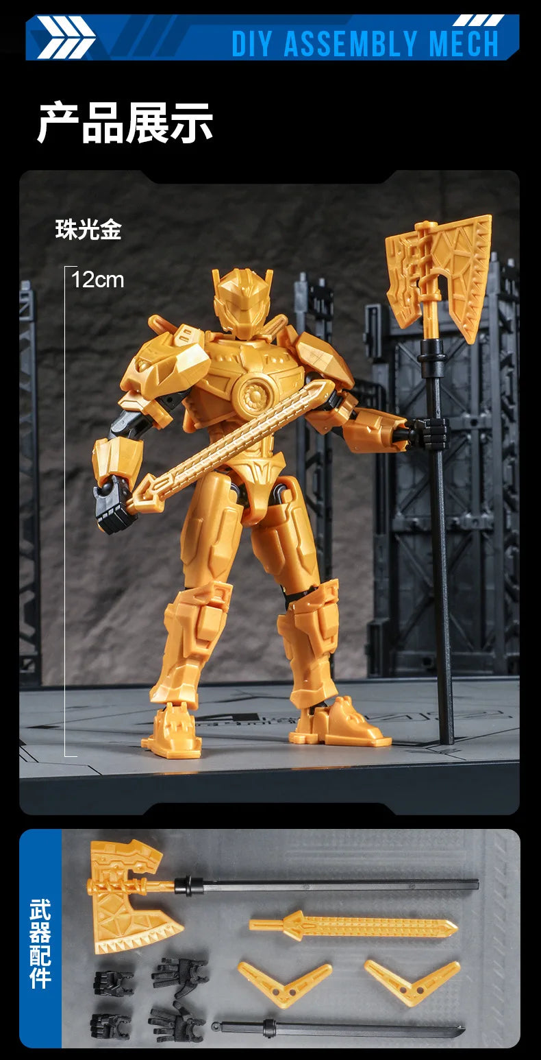 DIY Creative Ancient Roman Style Multi Joint Mobile building Justice Shield Mech Toy Assembly Model Handmade for children gifts
