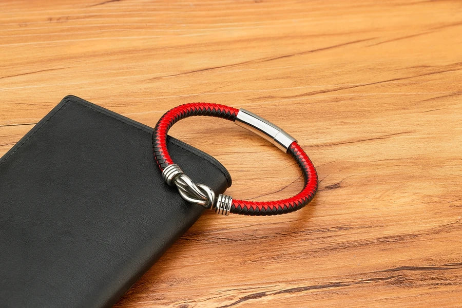 XQNI Fashion Men's Leather Bracelet Stainless Steel Irregular Accessories Commemorative Gifts for Charm Bangles Punk Jewelry