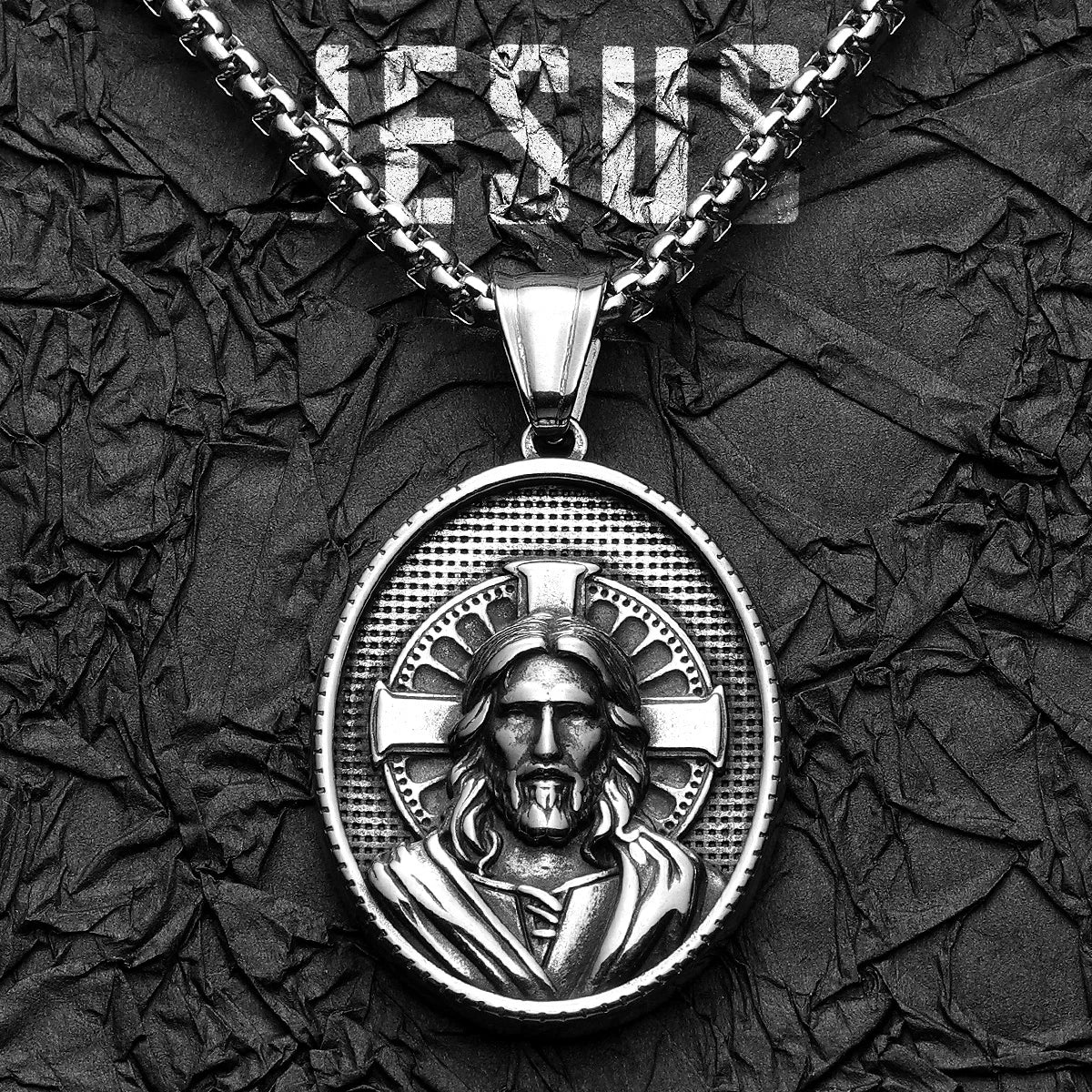 Cross Christian Jesus Powerful Amulet Stainless steel Men Necklaces Pendant Chain For Women Jewelry Accessories Gifts Wholesale