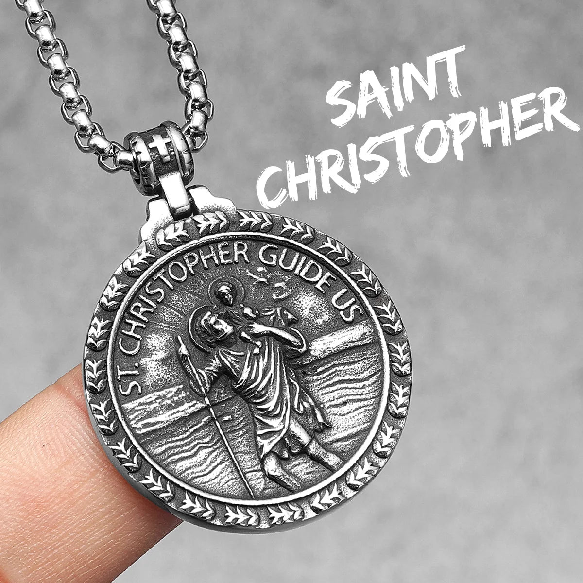 St.Christopher Exorcism Patron Stainless Steel Men Necklaces Pendant Chain Punk Stylish For Women Fashion Jewelry Gift Wholesale