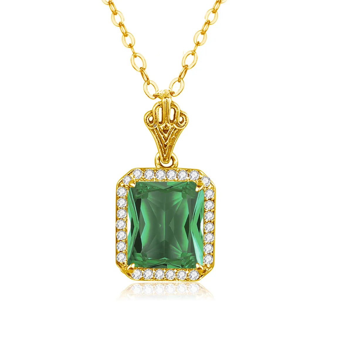 Green Emerald Pendant Necklaces For Women With Diamonds 925 Silver Jewelry Gemstone Boho Berloque Pendent Emerald Gold