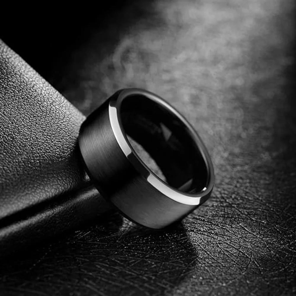 8Mm Black Stainless Steel Men'S Ring - Comfort Fit, Durable Perfect For Teens & Adults Stainless Steel Rings For Men