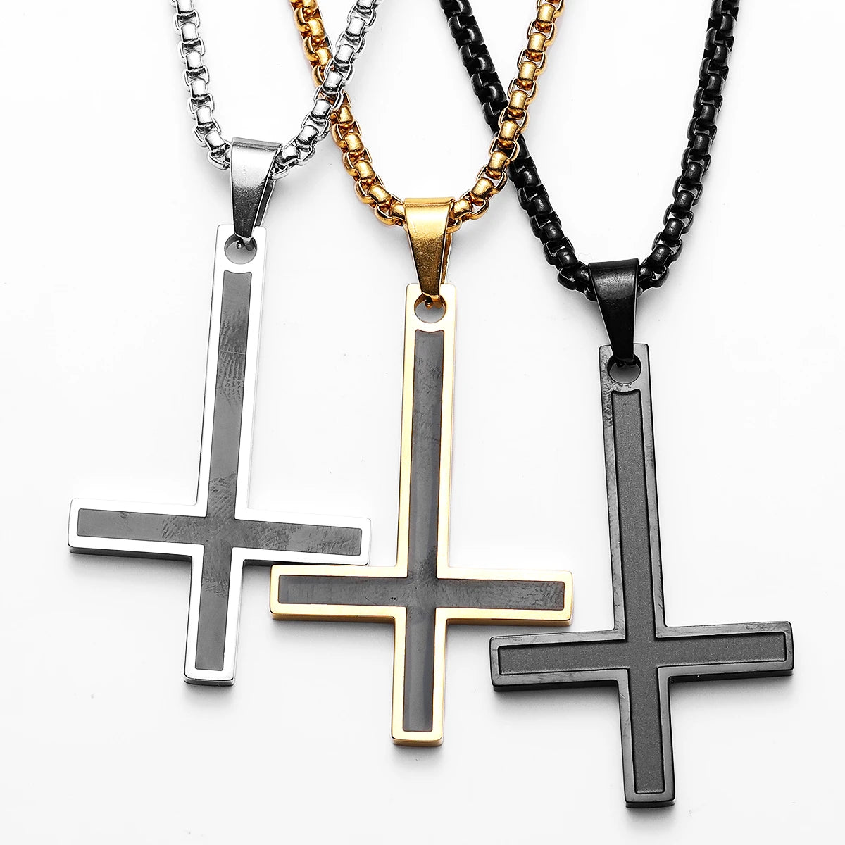 Saint Peter's Cross Simple Amulet Stainless Steel Men Necklaces Pendant Chain Punk Women Fashion Jewelry Gifts Wholesale Dropshiping