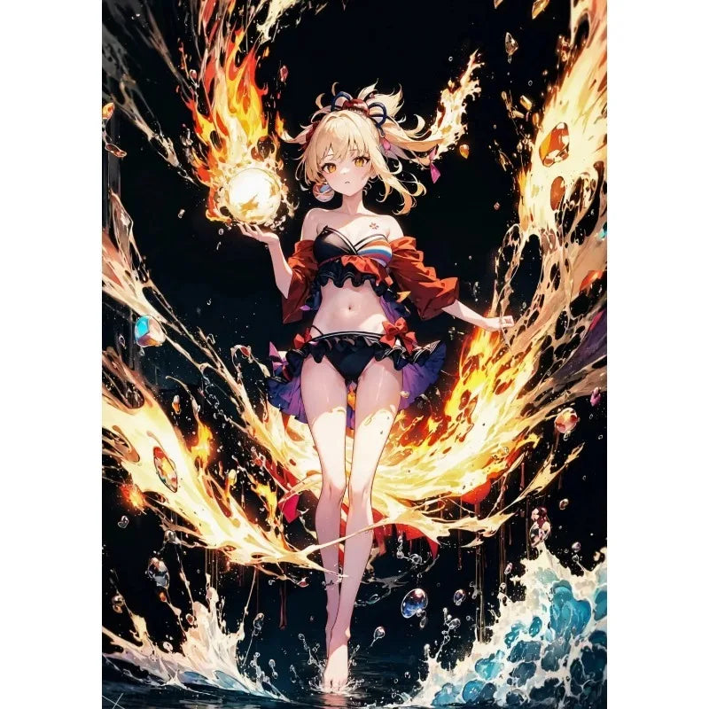 Anime Games Genshin Impact Role Poster Kokomi Yae Miko Dehya Yoimiya Furina Canvas Painting Modern Wall Art Picture Home Decor k