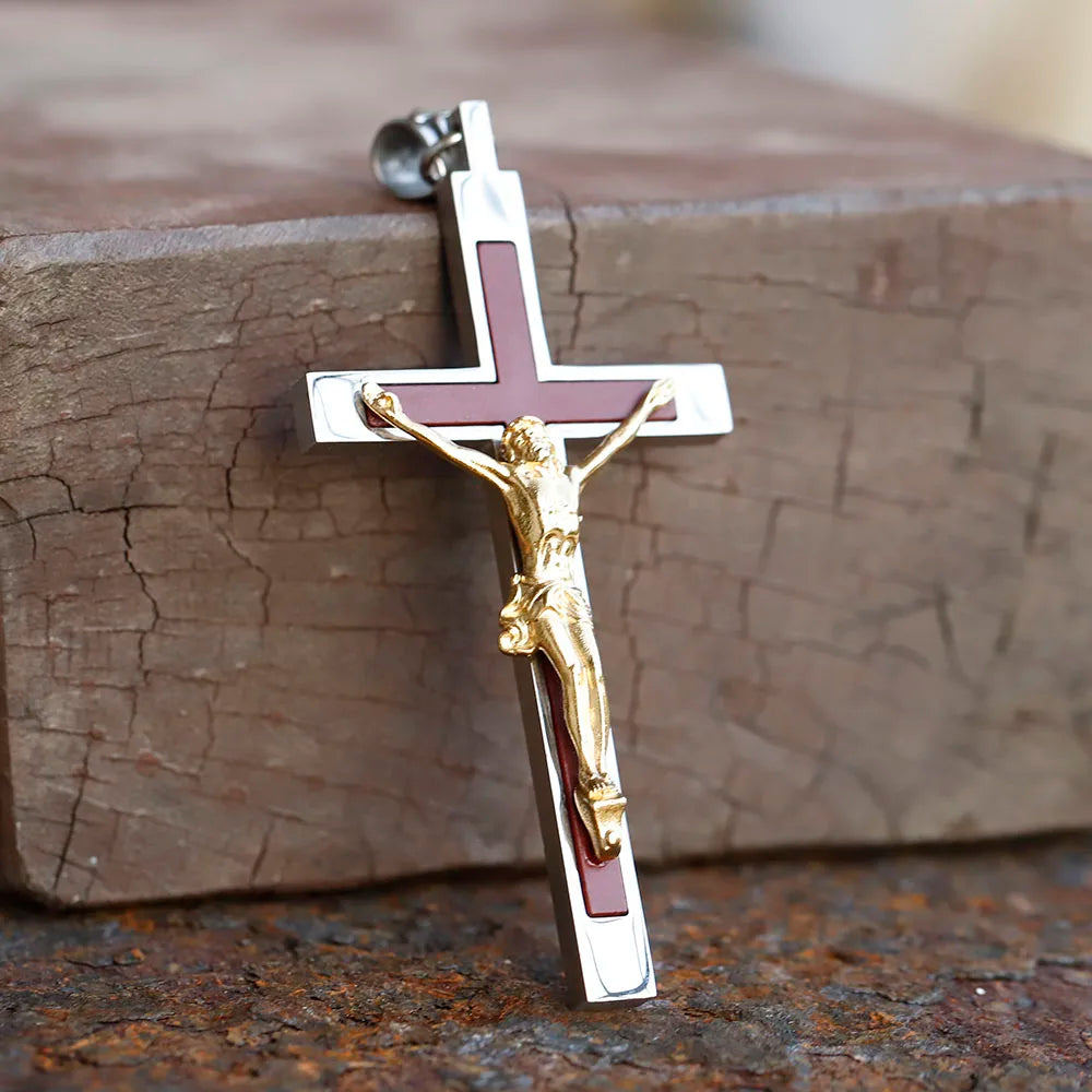 2022 NEW Men's 316L stainless-steel n Jesus Cross Amulet Pendant Necklace for teens punk biker Jewelry Gift free shipping