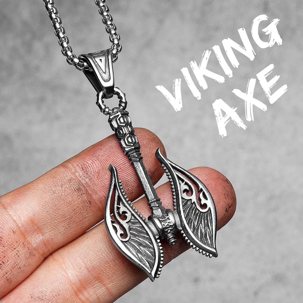 Collar con colgante de acero inoxidable con diseño de armas vikingas para hombre, estilo nórdico, estilo retro rock, punk, rap, para amigos, regalo de joyería masculina.