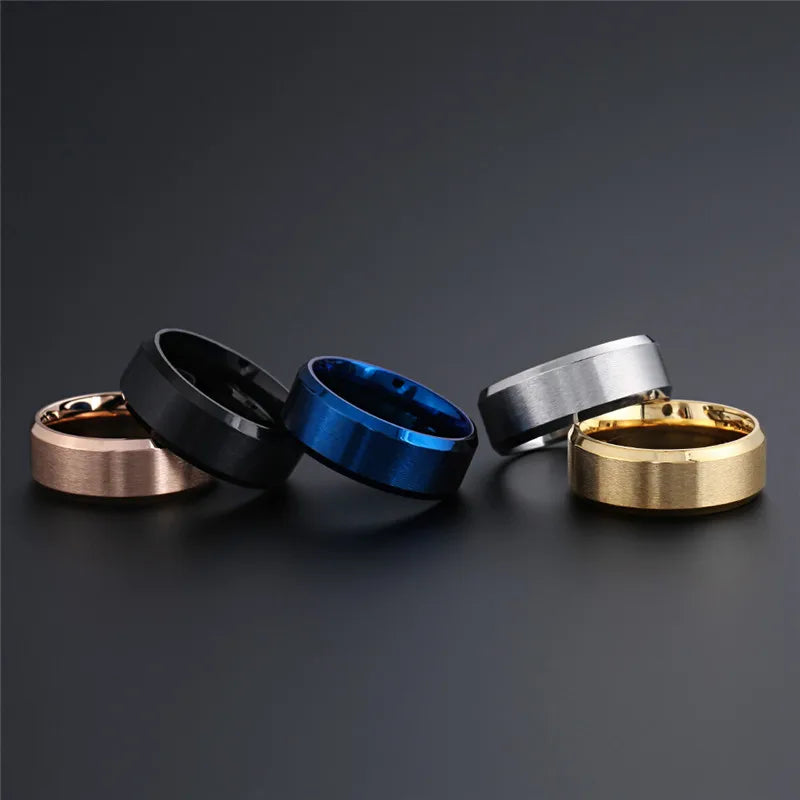 Fashion 8mm Silver Color Titanium Steel Rings For Men Women Matte Brushed Men Stainless Steel Rings Wedding Band Jewelry Gifts