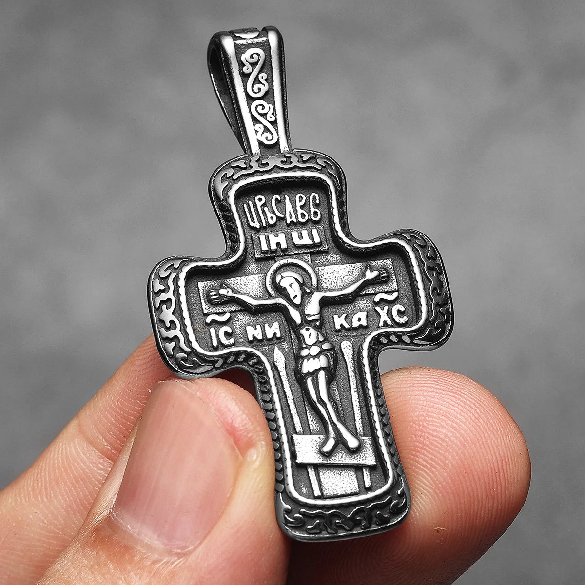 Jesus Carving Rune Cross Amulets Stainless Steel Men Necklaces Pendant Chain Punk For Women Fashion Jewelry Gifts Wholesale