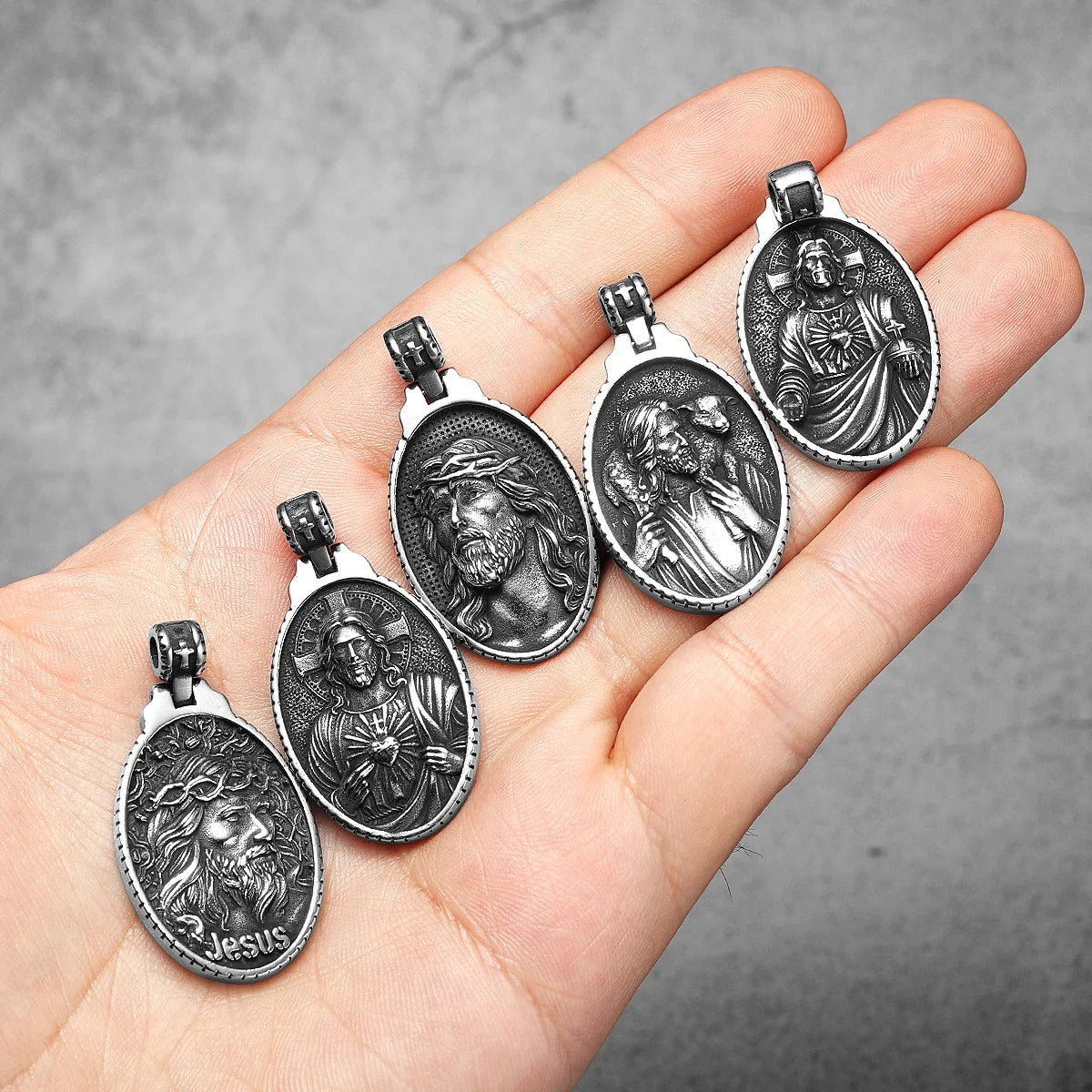 Christian Jesus Powerful Amulets Stainless steel Men Necklaces Pendants Chain For Women Jewelry Male Accessories Gifts Wholesale