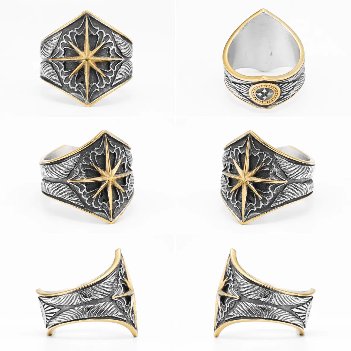 Starry Ring 316L Stainless Steel Star Men Ring Punk Rock Rap for Biker Male Boyfriend Mariner Jewelry Creative Gift Dropshipping