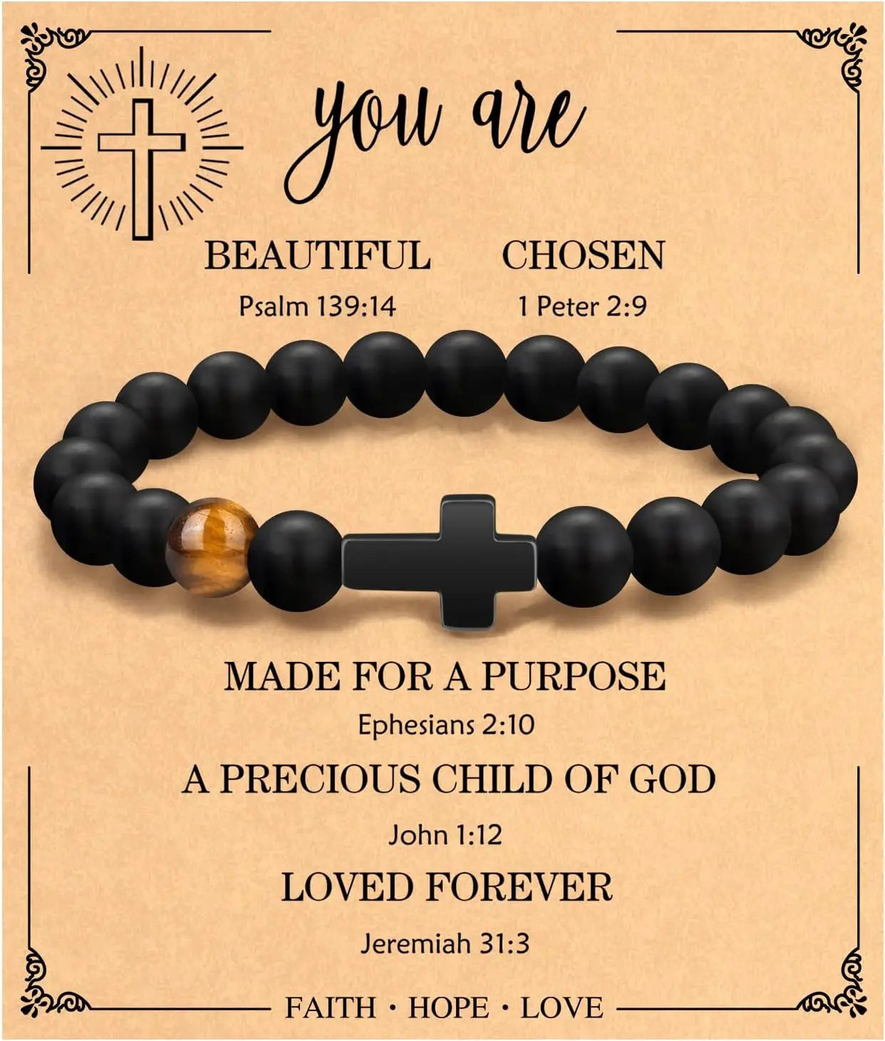 Easter Basket Stuffers Religious Cross Bracelet for Him Son Dad Man Inspirational Faith Jewelry