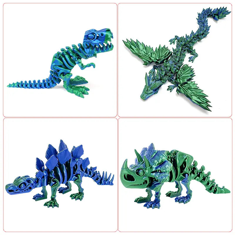 3D Printed Dragon with Movable Wings - Office Desk Accessory, Creative Home Decor, Perfect Christmas Present Holiday Gift