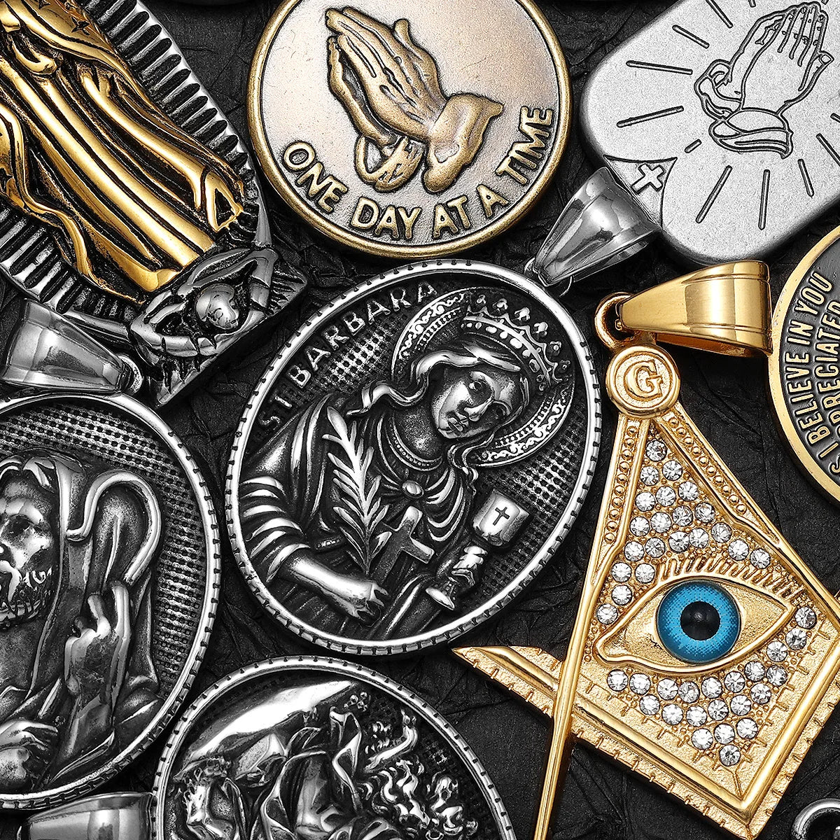 Virgin Mary Angel Cross Stainless Steel Men Necklaces Pendant Chain Amulet Cool New in For Women Fashion Jewelry Gifts Wholesale