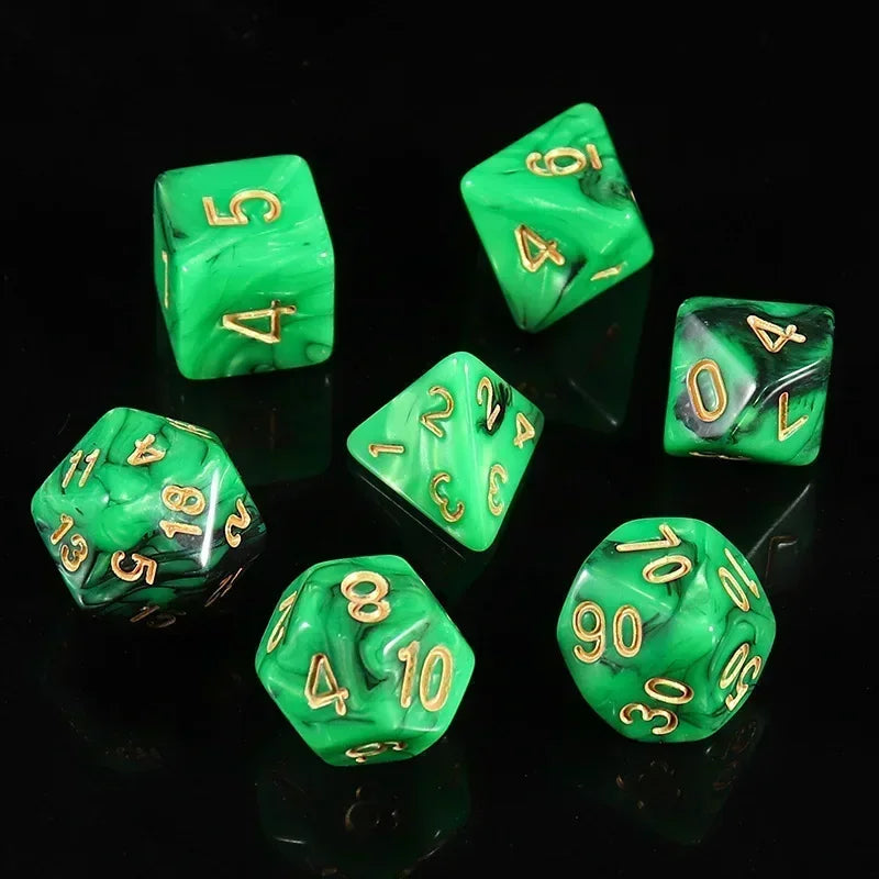 7 Pcs of Colorful Dice D20 D12 D10 D8 D6 D4 for DND Table Board Game Running Group Acrylic Digital Dice Set dkgn