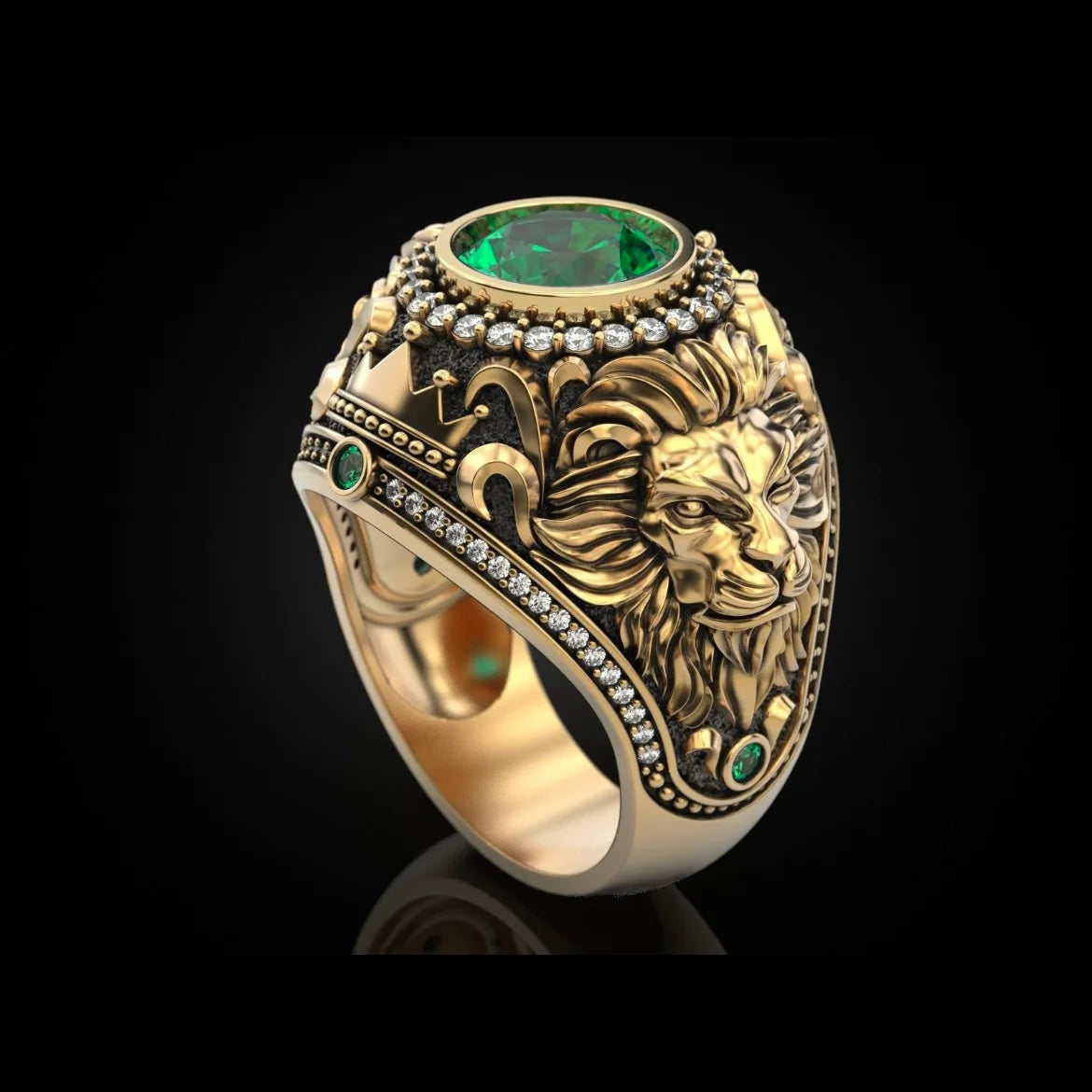New men's rings, atmospheric fashion retro men's rings, crown lion rings, trend