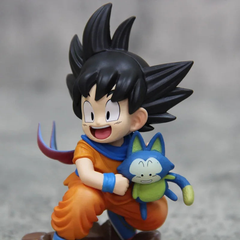 Dragon Ball Kawaii Figurine Childhood Son Goku Hold Puaru Action Figures Anime Model Doll Collection Desktop Decoration Toy