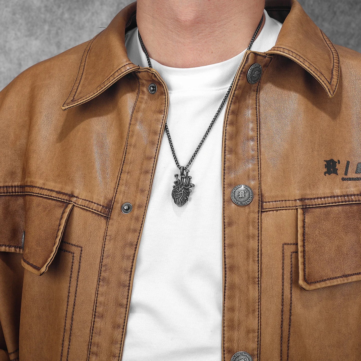 Retro Heart Model Stainless Steel Men Necklaces Pendant Chain Punk For Women Fashion Jewelry Gifts Wholesale Dropshiping