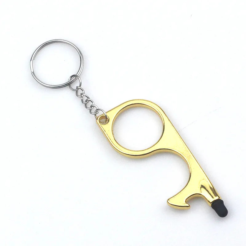 Multifunctional Hand Tool Edc metal Keychain Door Opener No Touch Hygiene Hand Antimicrobial Key 10