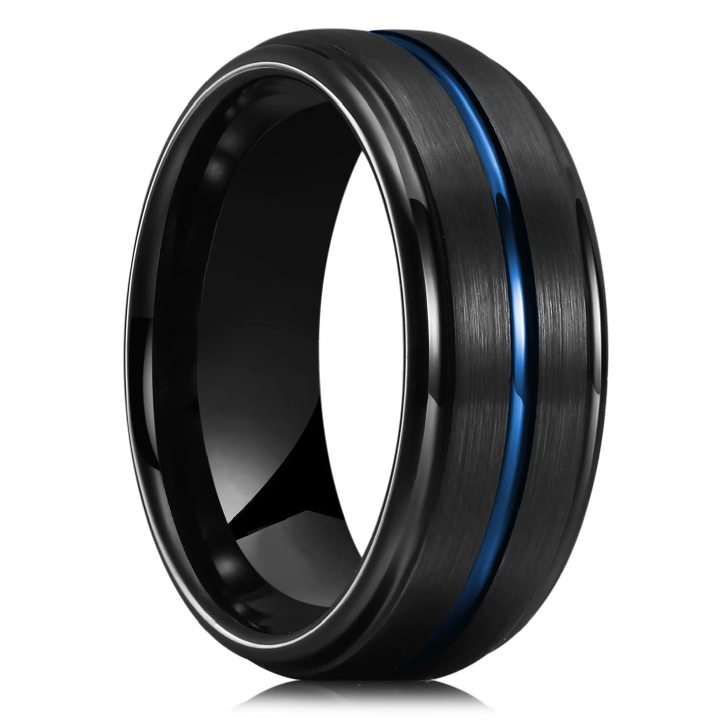 2023 Simple 8mm Red Stainless Steel Rings For Men Women Red Matte Finish Beveled Polished Edge Men Rings Wedding Band Jewelry