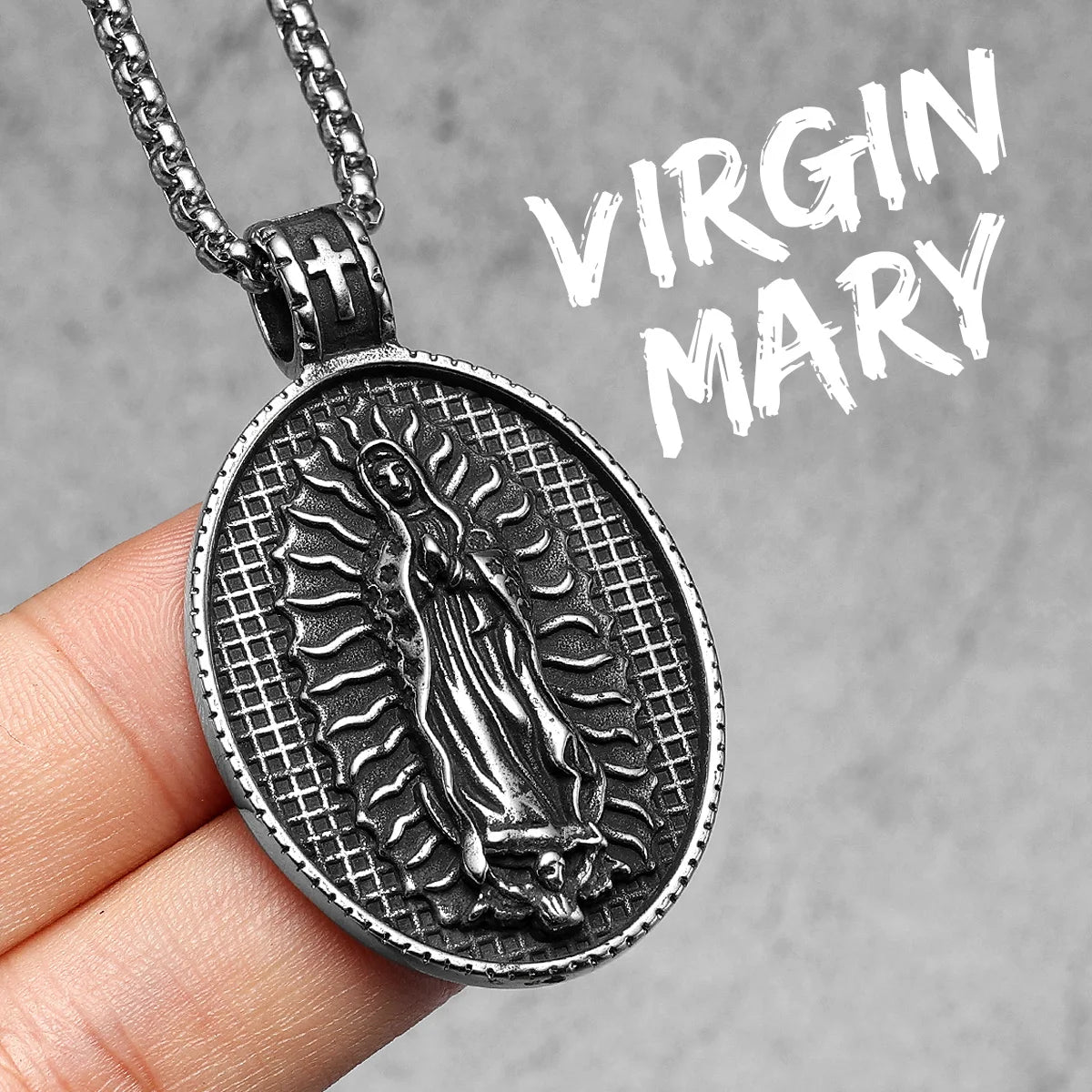 Virgin Mary Angel Cross Stainless Steel Men Necklaces Pendant Chain Amulet Cool New in For Women Fashion Jewelry Gifts Wholesale