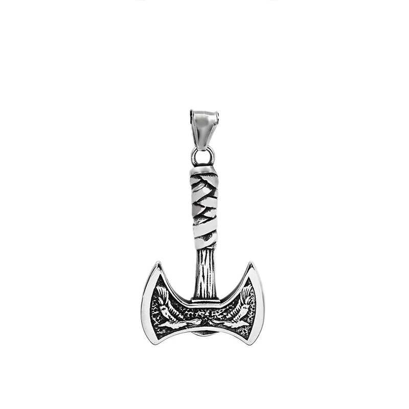 Stainless Steel Men's Viking Axe Pendant Chain Never Fading Nordic Double Eagle Necklace Amulet Jewelry Accessories