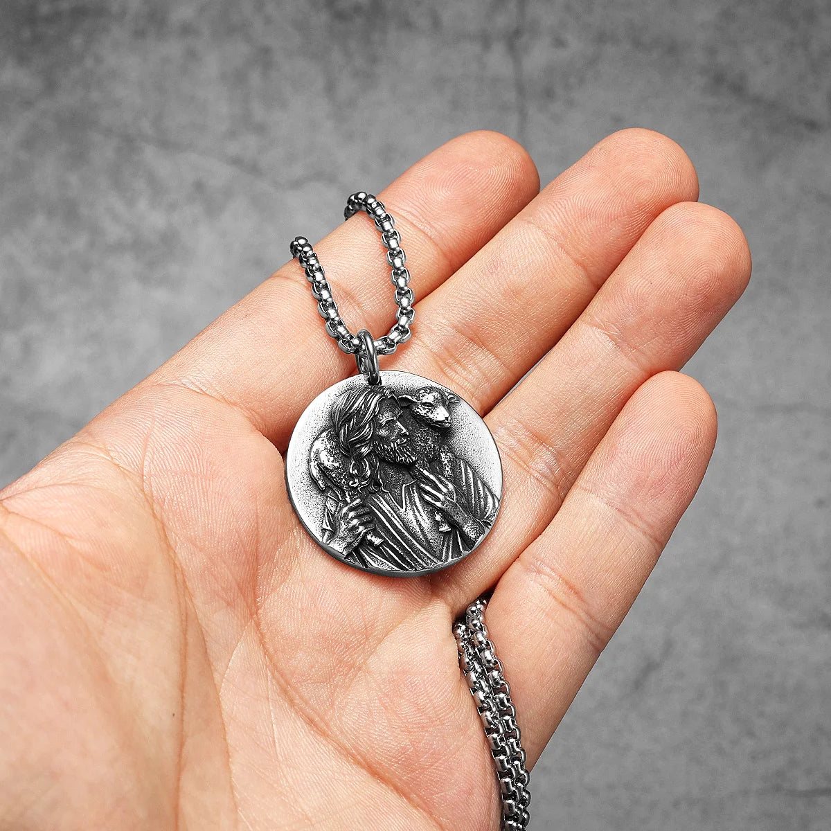 Christian Jesus Shepherd Stainless Steel Men Necklaces Pendants Chain Powerful Amulet Cool New for Women Jewelry Gifts Wholesale