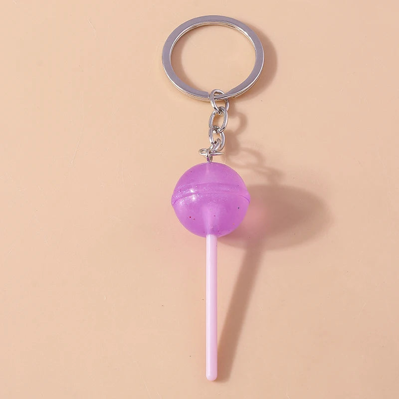 Lovely Resin Candy Lollipop Keychain Mini 3D Simulation Food Key Rings for Men Women Handbag Pendants DIY Kids Jewelry Gifts as picture shows 7