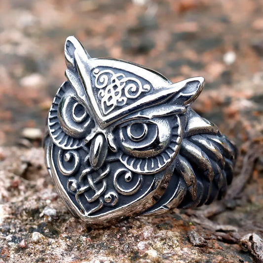 2023 NEW Men's Stainless Steel Odin Norse Anel Amulet owl head Viking animal Rings For Men Women Retro Jewelry