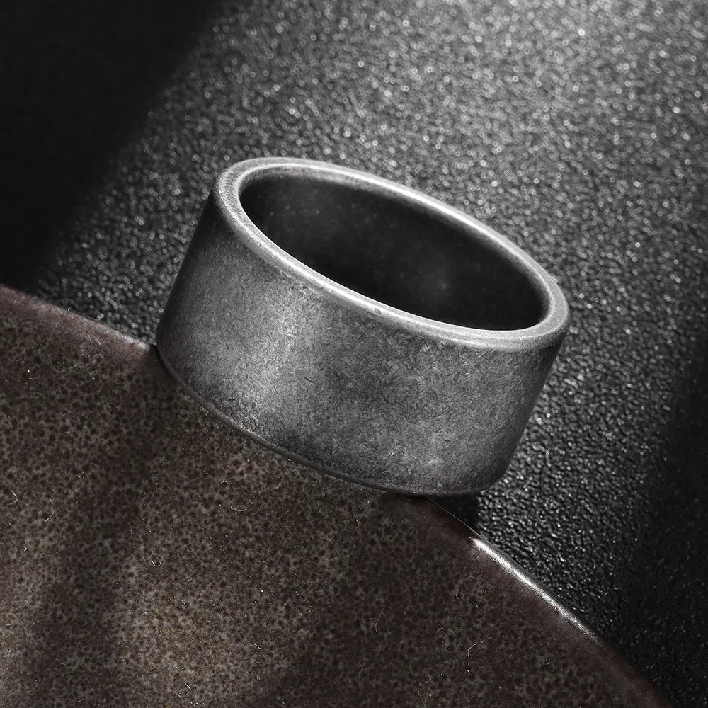Hiphop 8/10/12mm Antique Silver Color Stainless Steel Rings For Men Women Retro Viking Rune Ring Punk Gothic Rock Biker Jewelry