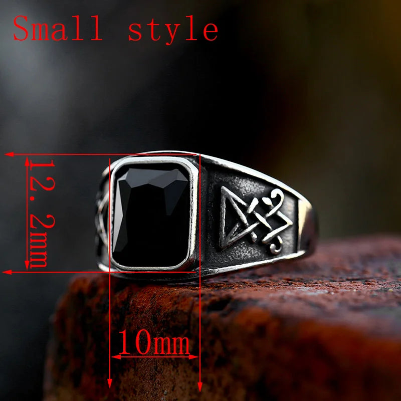 BEIER 2022 - Anillo con sello vintage de Lucifer y Satanás, diseño actualizado, estilo gótico, amuleto, brujería, wicca, joyería al por mayor