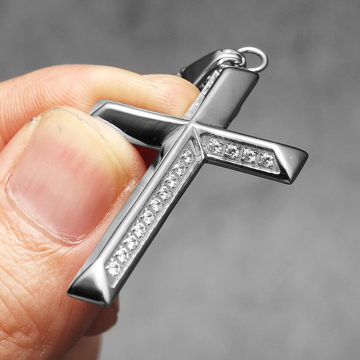 Simple Gemstone Cross Stainless Steel Men Necklaces Pendant Chain Punk For Women Fashion Jewelry Gifts Wholesale Dropshiping
