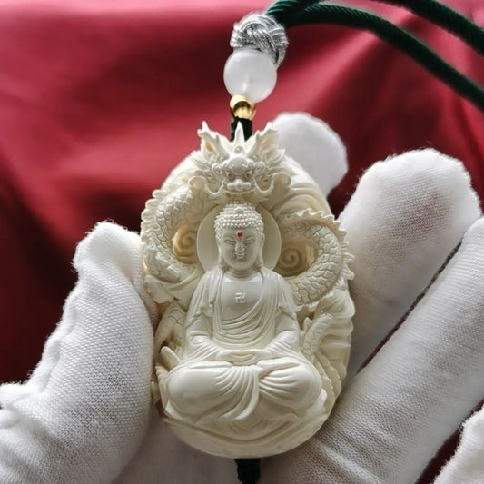 UMQ Handmade Carved Tathagata Eight Patron Saint Amulet Zodiac Sheep Monkey Pendant Brand Men's and Women's Gifts