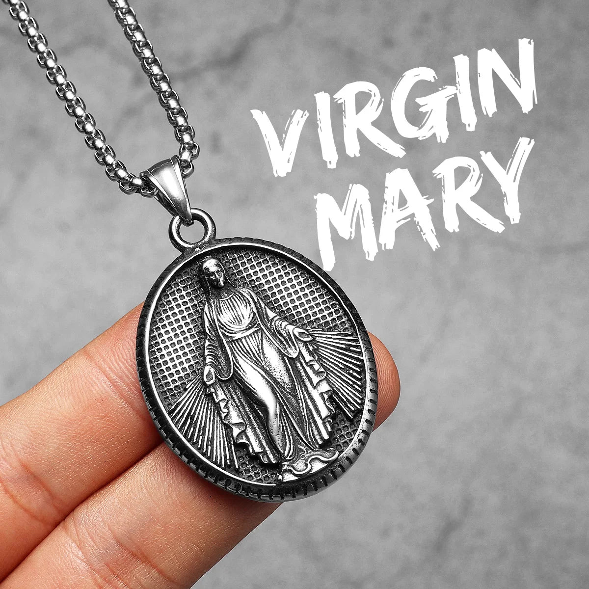Virgin Mary Angel Cross Stainless Steel Men Necklaces Pendant Chain Amulet Cool New in For Women Fashion Jewelry Gifts Wholesale