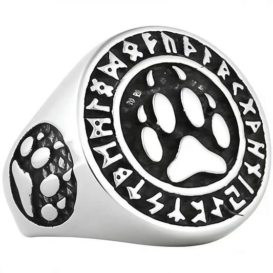 HNSP 316L Stainless Steel Viking Style Rune Bear Claw Ring For Men Male Finger Jewelry Accessories
