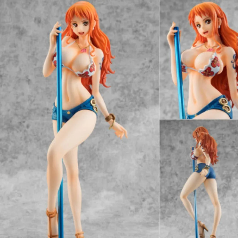 Anime One Piece POP Nami Pole Dancing Swimwear Standing Posture Figurine PVC Action Figure Collectible Model Toy Boxed Nami