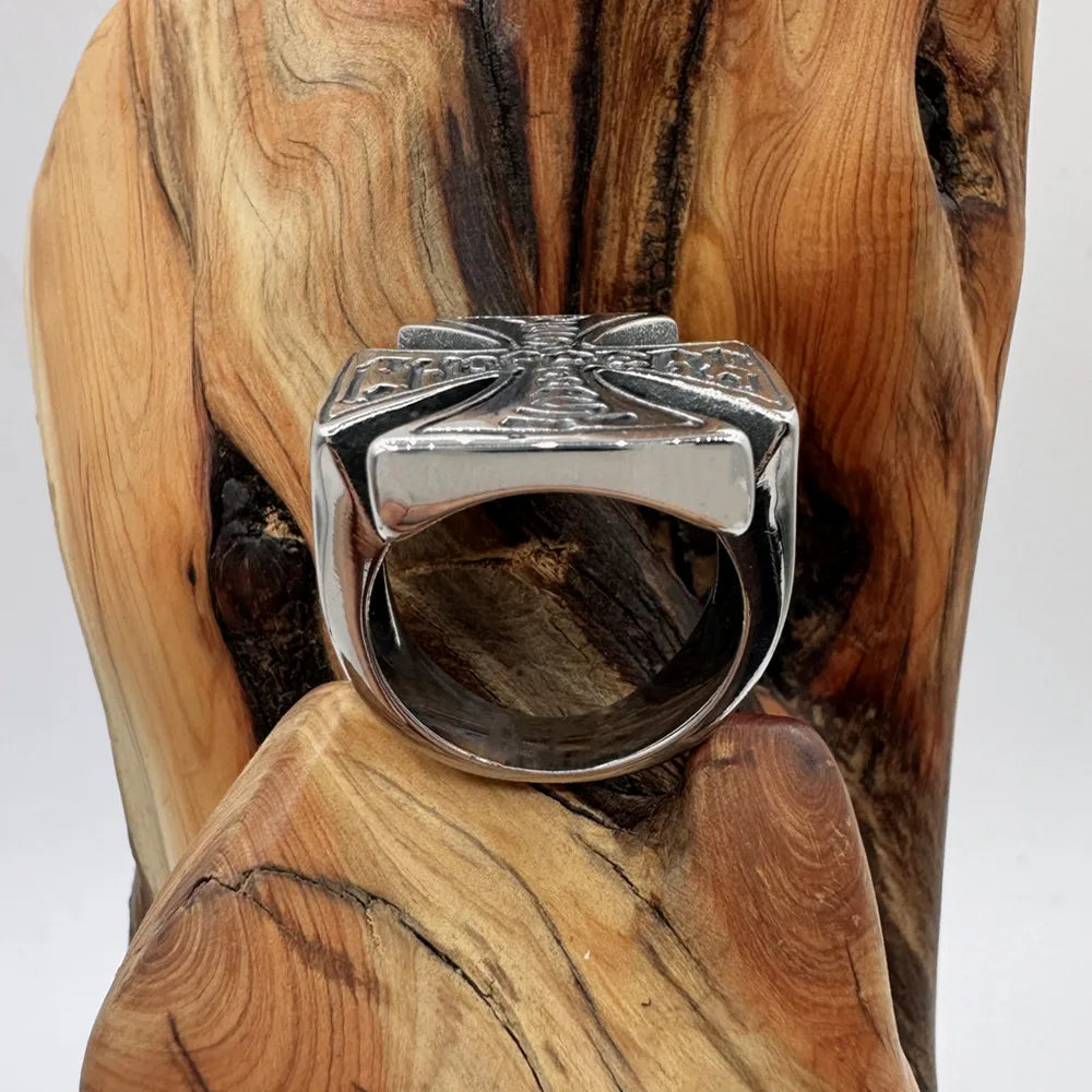Cross Ring 316L Stainless Steel Jewelry Biker Punk Men Fashion Motorcycle Ring
