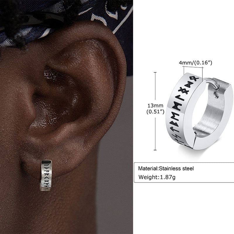 Vnox Nordic Viking Knot Hoop Earrings for Men Women, Stainless Steel Huggies, Ethnic Punk Rock Male Ear Jewelry EH-432S02-1
